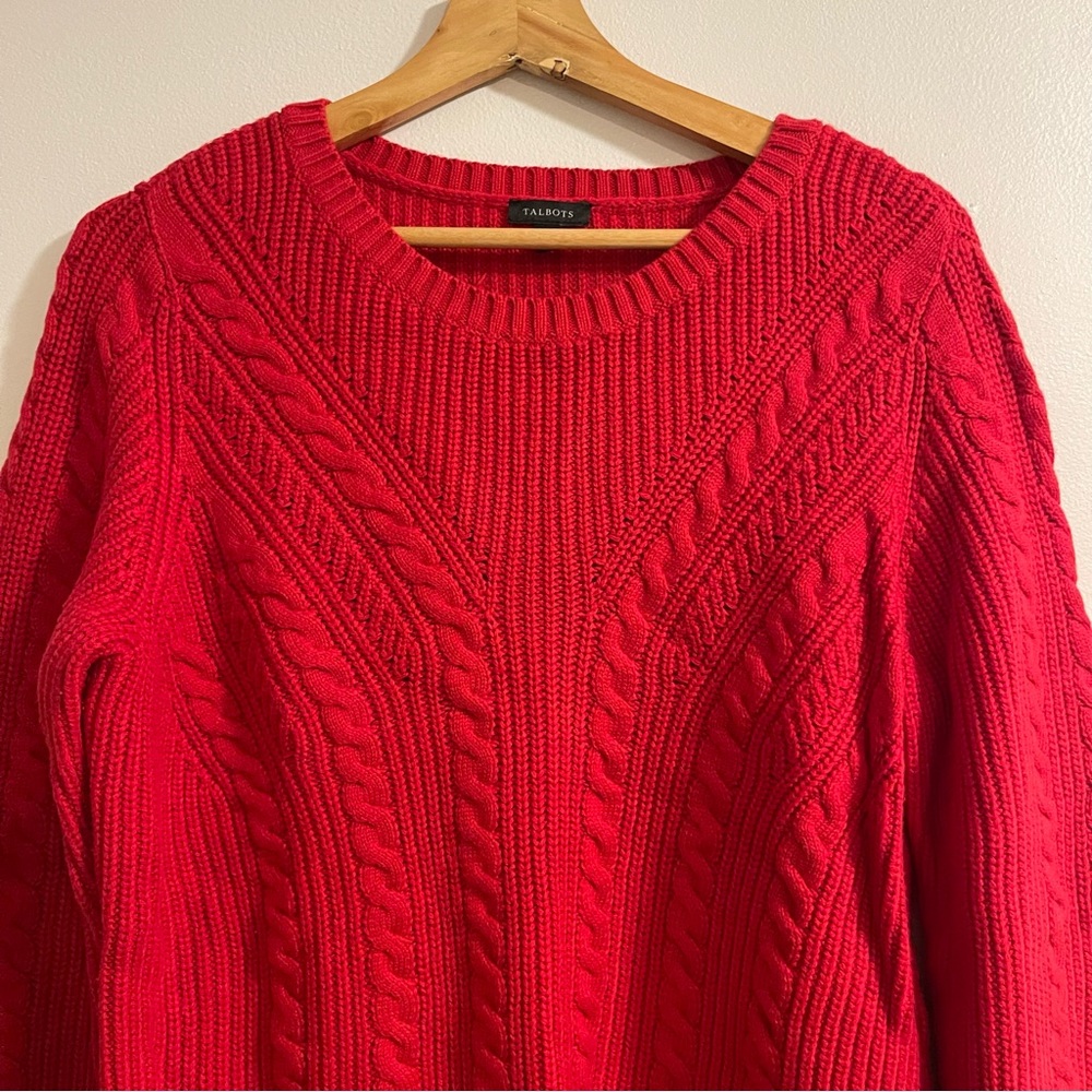 Talbots Red Cable Knit Sweater - Picture 3 of 7